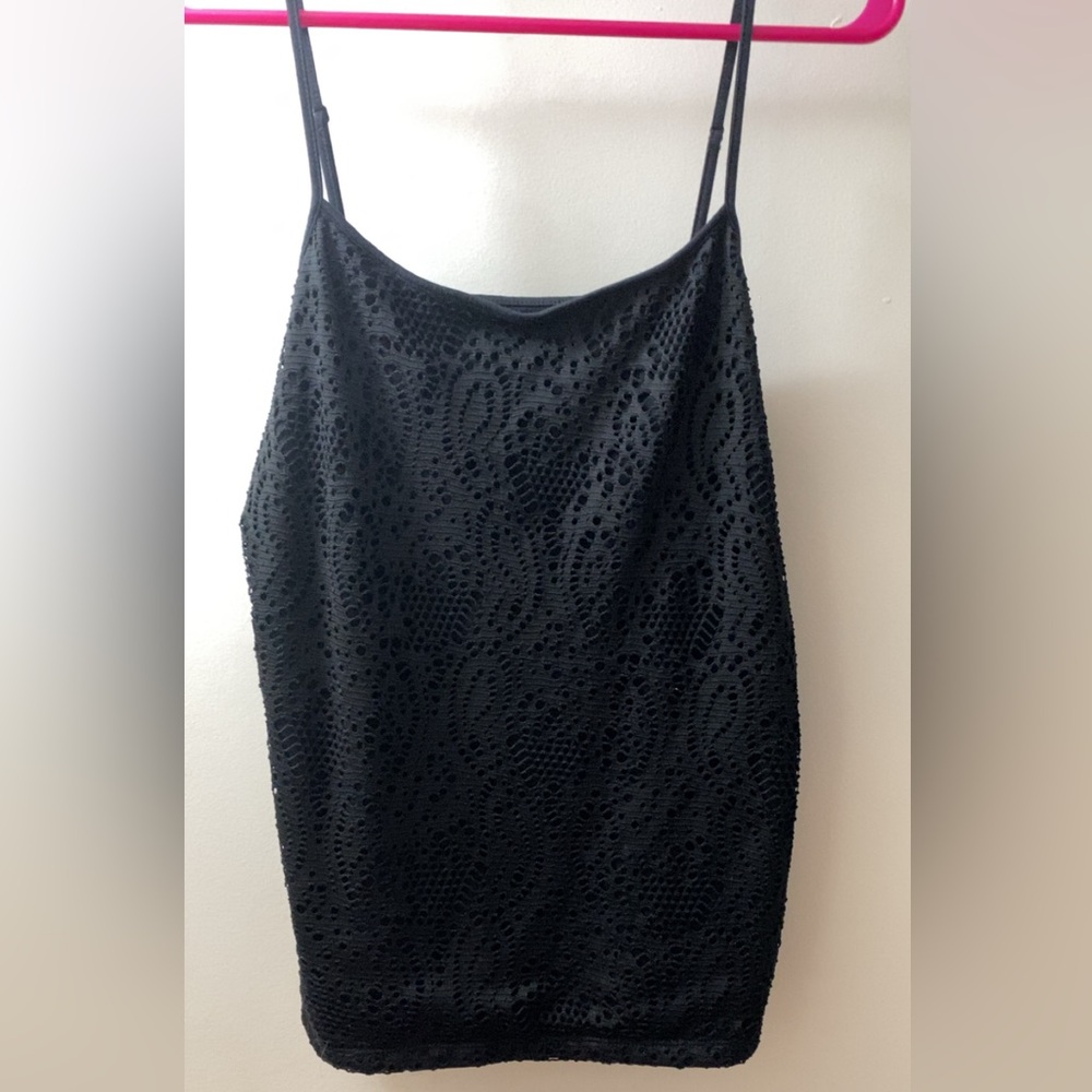 LOFT Black Crochet Tank Top